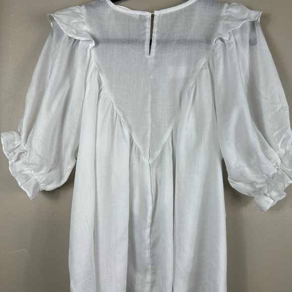 Mustard seed white medium p2p 23-1/2 length 26-1/2 balloon sleeves like new - Picture 2 of 8